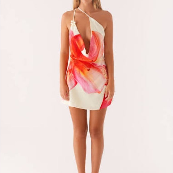 Peppermayo Dresses & Skirts - Peppermayo Cream Mini Dress with Pink and Orange Floral Print
